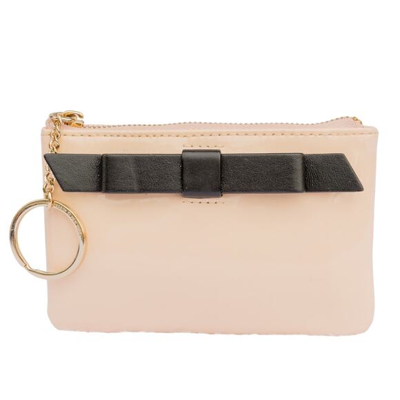 Small Coin Keychain KATE SPADE Zuzu Chelsea Park Pink Black Change Purse NWT - Picture 1 of 13